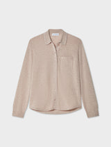 Cashmere Embroidered Trim Button Down Shirt