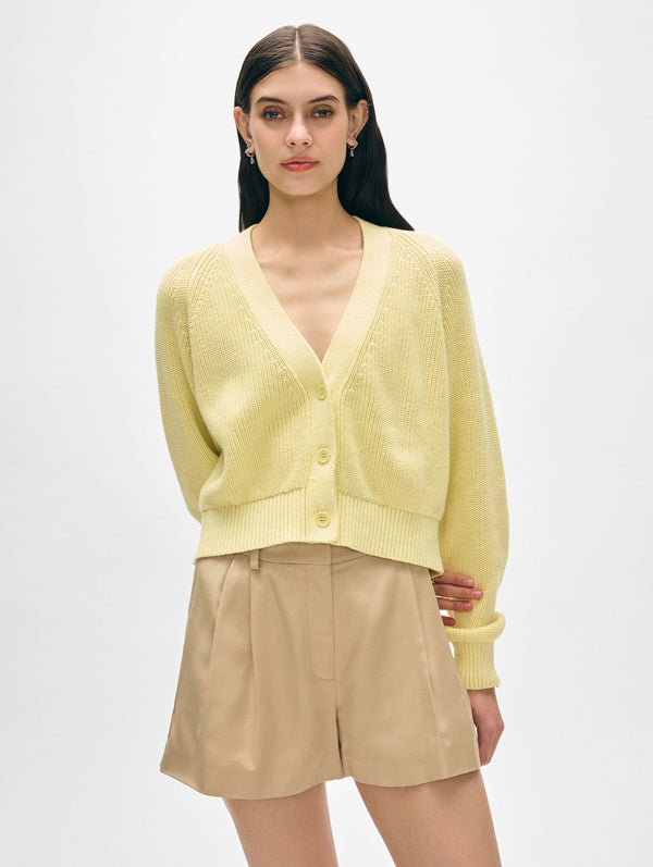 Linen Blend Ribbed Cardigan