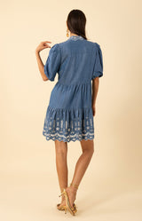 Rayna Embroidered Chambray Dress