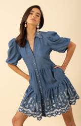 Rayna Embroidered Chambray Dress