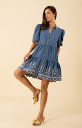 Rayna Embroidered Chambray Dress