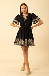Alena Embroidered Voile Dress