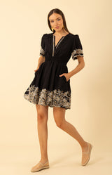 Alena Embroidered Voile Dress