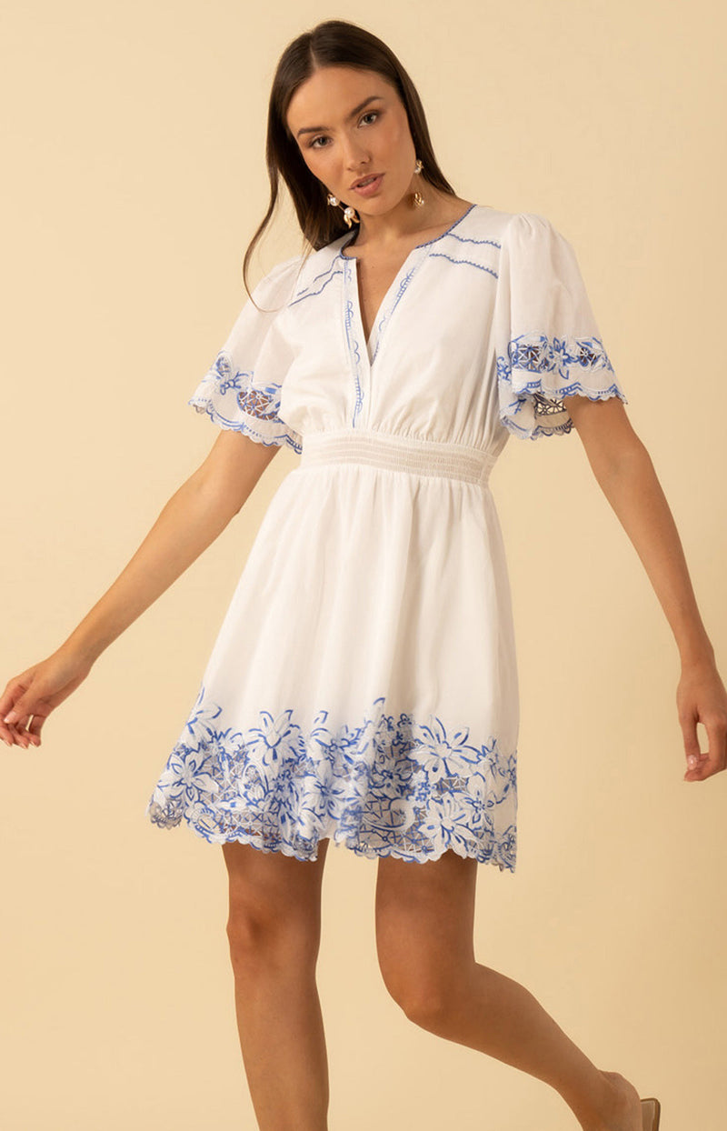 Alena Embroidered Voile Dress